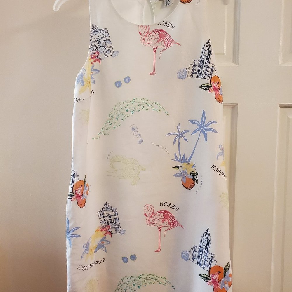 Tommy Bahama white Florida print linen dress - M